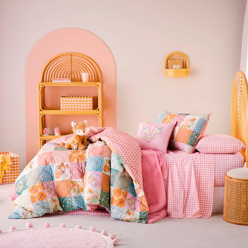 Storybook Multi Patchwork Quilted Quilt Cover Set