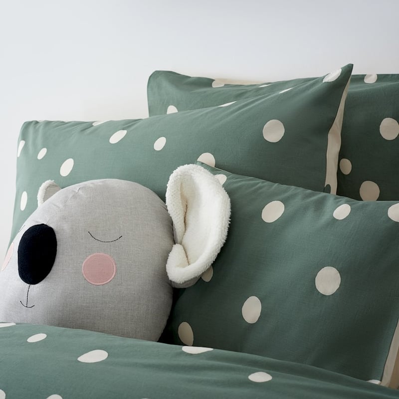 Mark Tuckey Polka Organic Moss Quilt Cover Set