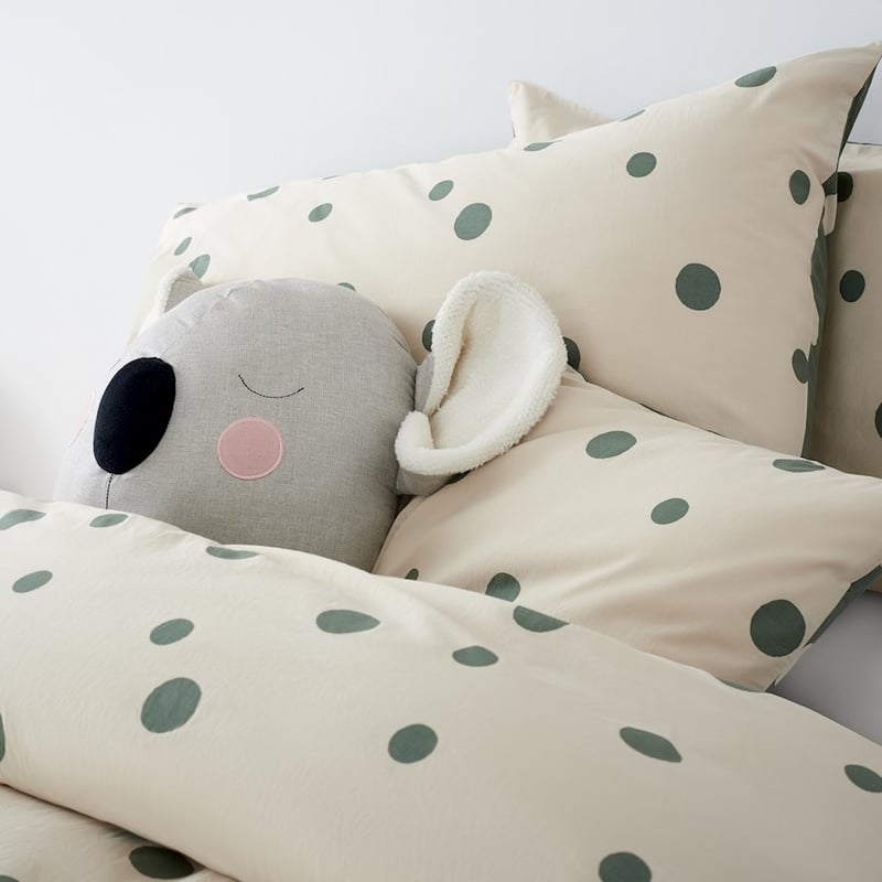 Mark Tuckey Polka Organic Moss Quilt Cover Set