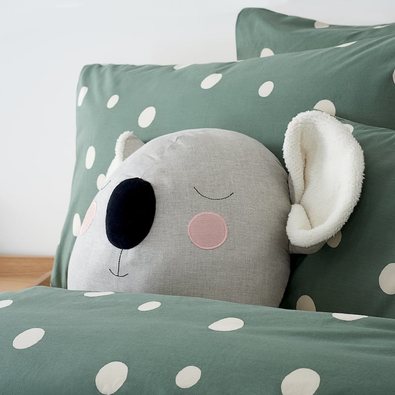 Mark Tuckey Polka Organic Moss Quilt Cover Set