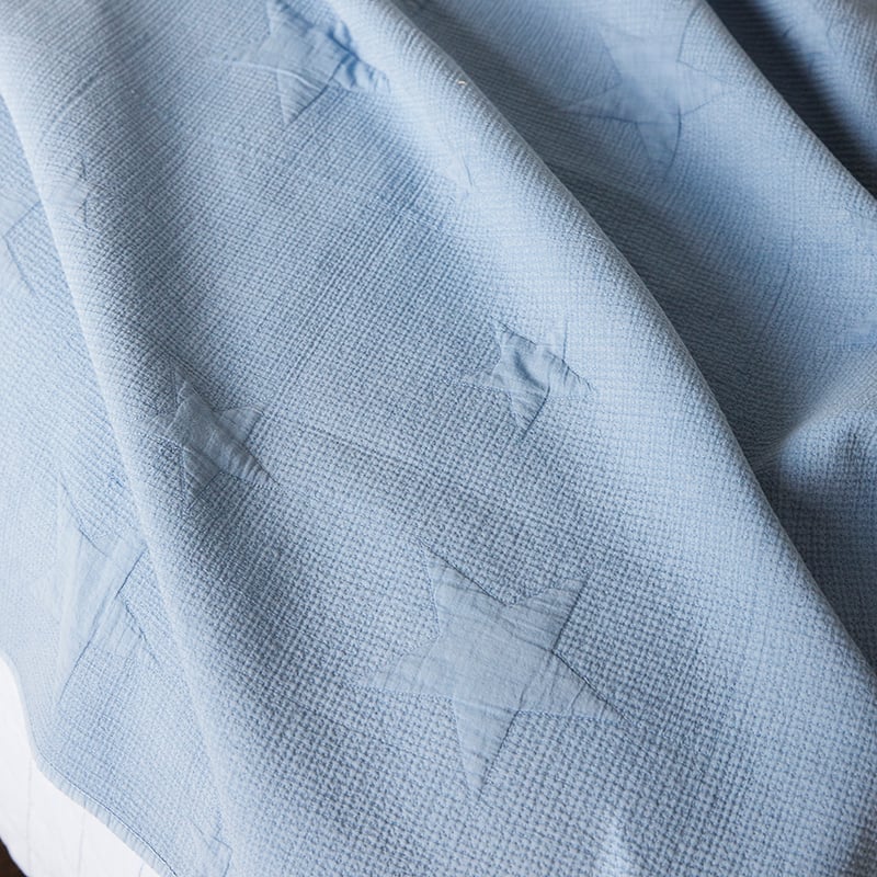 Levi Quilted Blue Quilt Cover Set