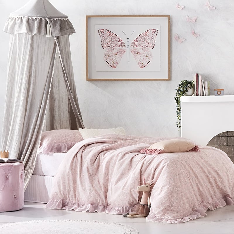 Butterfly Frill Quilt Cover Set Pink