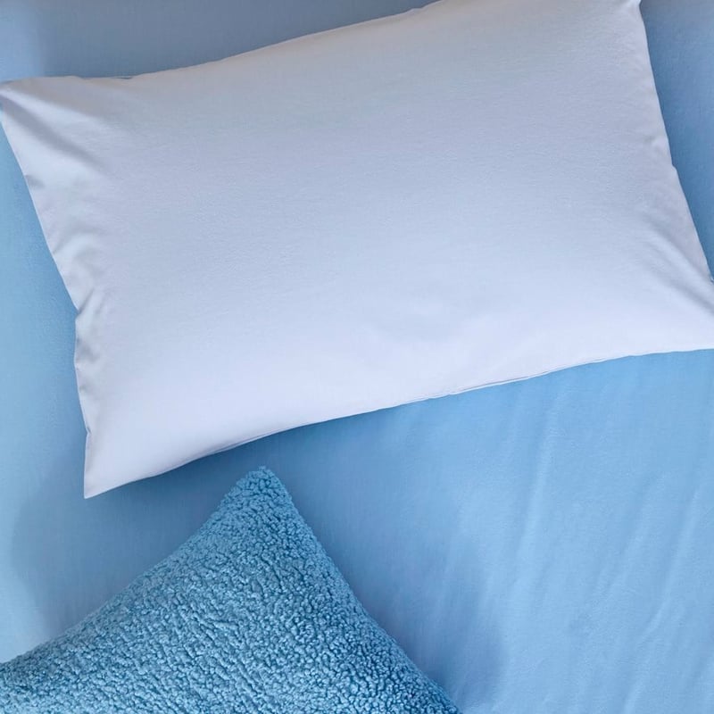 Stonewashed Cotton Cornflower Blue Fitted Sheet Set