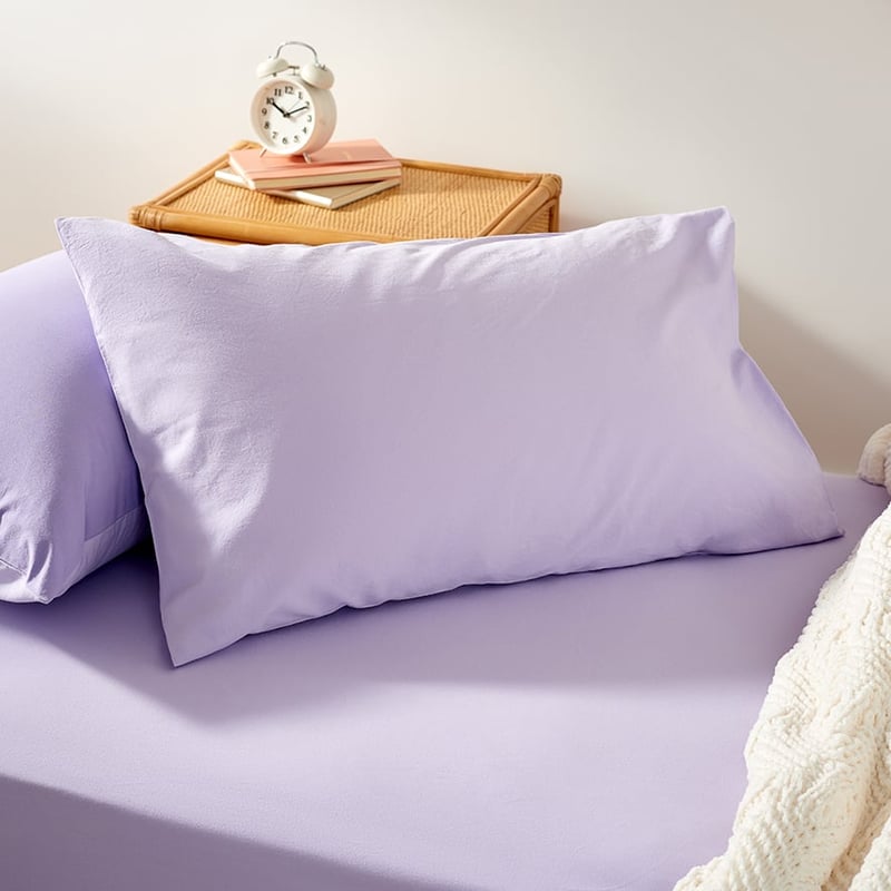 Stonewashed Cotton Lilac Fitted Sheet Set