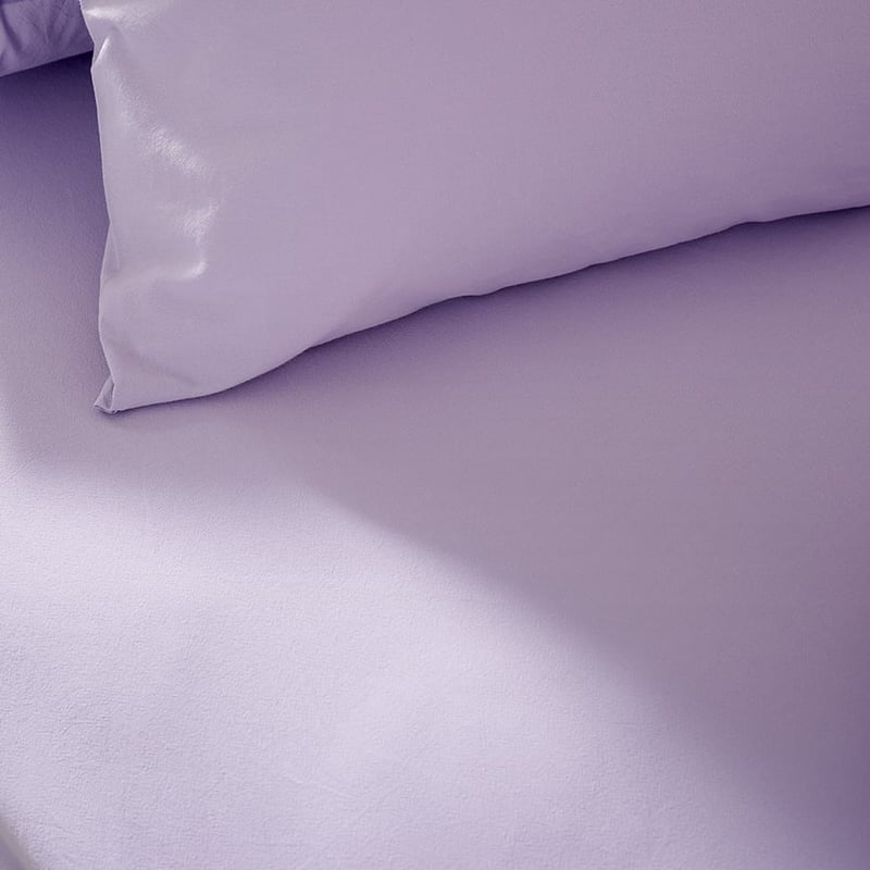 Stonewashed Cotton Lilac Fitted Sheet Set