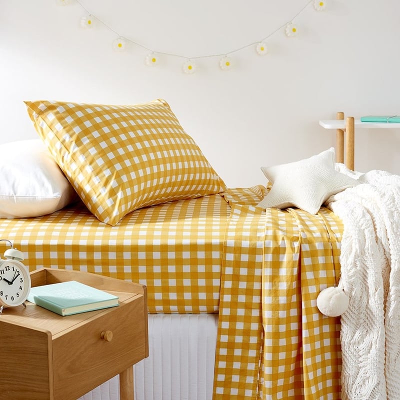 Harlequin Check Mustard Organic Cotton Sheet Set
