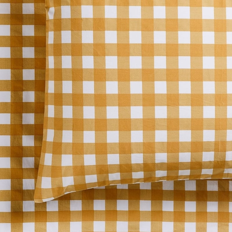 Harlequin Check Mustard Organic Cotton Sheet Set