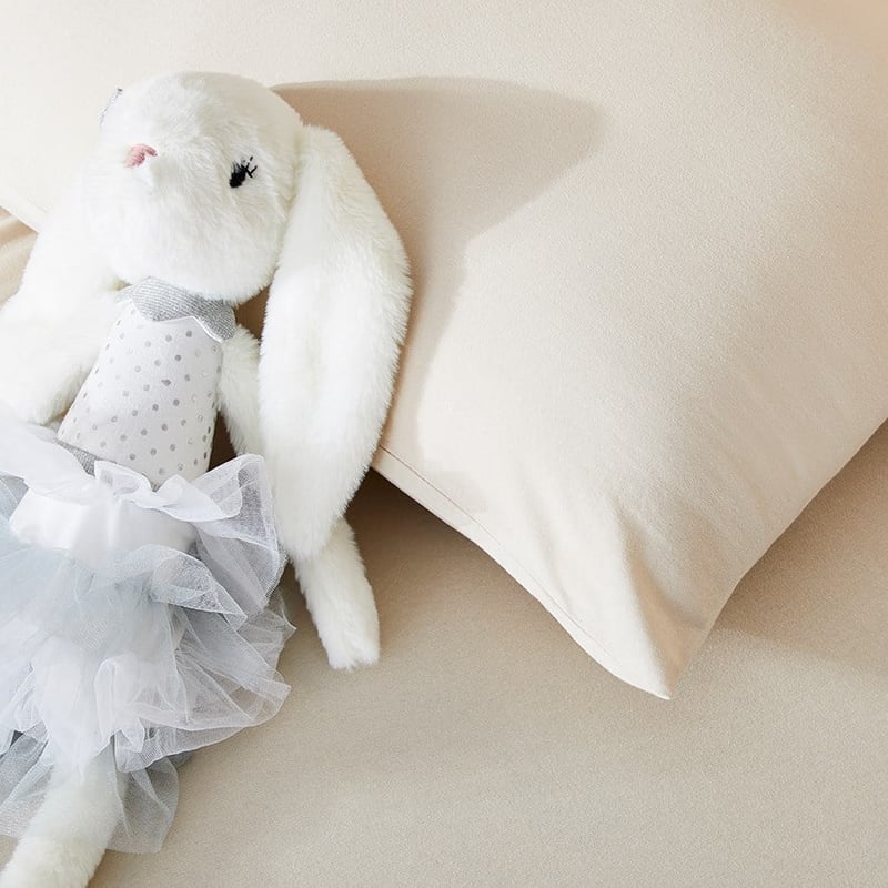 Cotton Jersey Natural Fitted Sheet Set