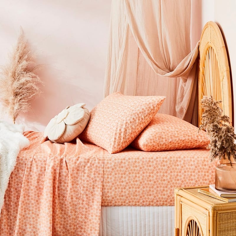 Wandering Folk Wild Blooms Peach Sheet Set