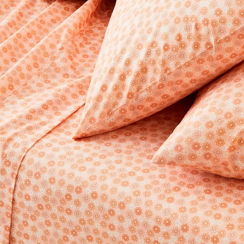 Wandering Folk Wild Blooms Peach Sheet Set