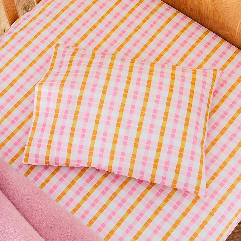 Gigi Pink Gingham Fitted Sheet Set