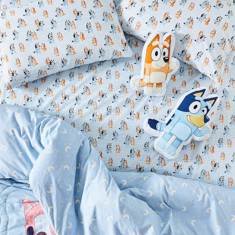 Bluey White Stripe Fitted Sheet Set