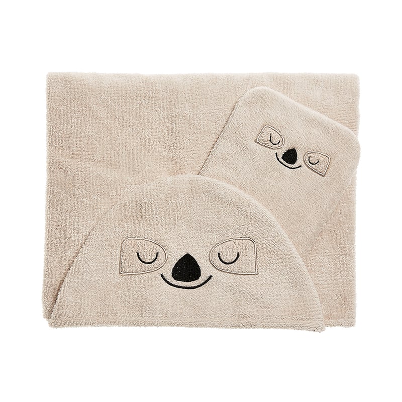 Natural Sloth Hooded Towel & Wash Mitt Set