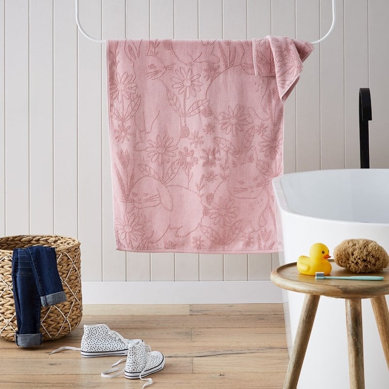 Bunny Meadow Pink Bath Towel