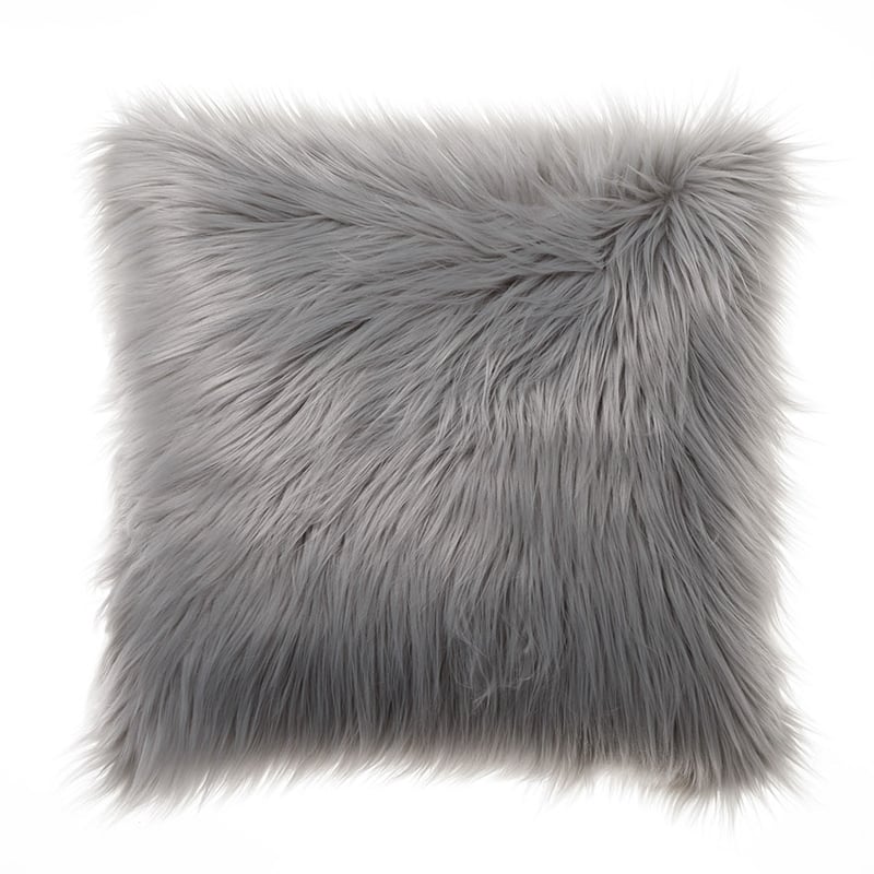 Whistler Faux Fur Pale Grey Cushion
