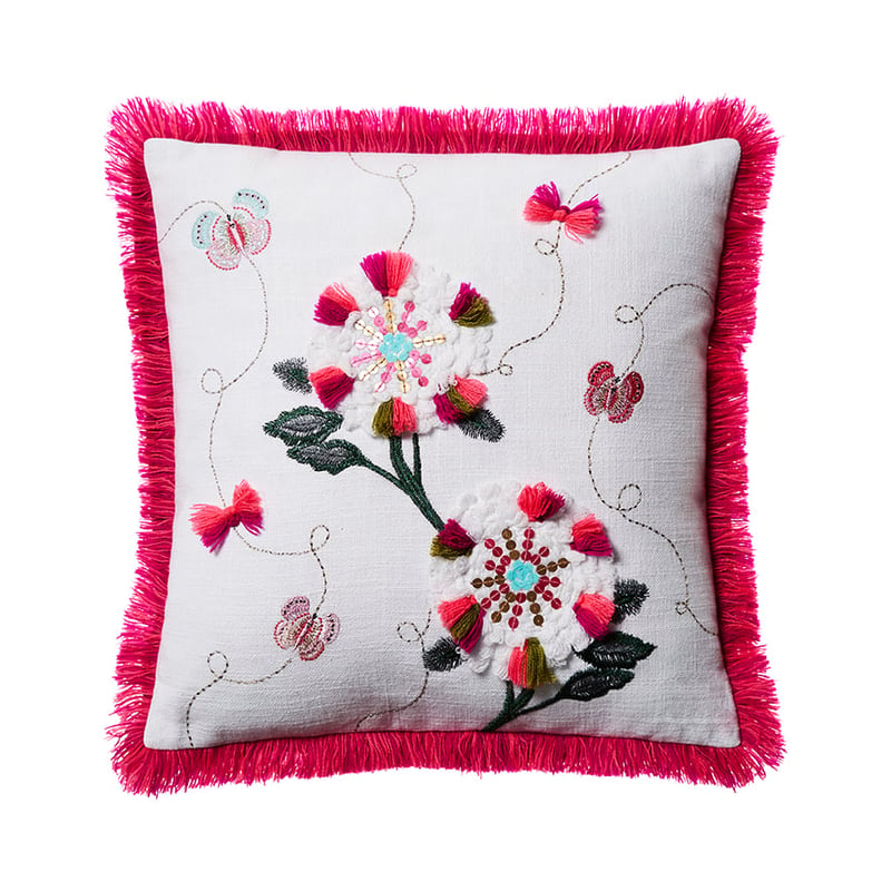 Embroidered Pink Ciara Cushion