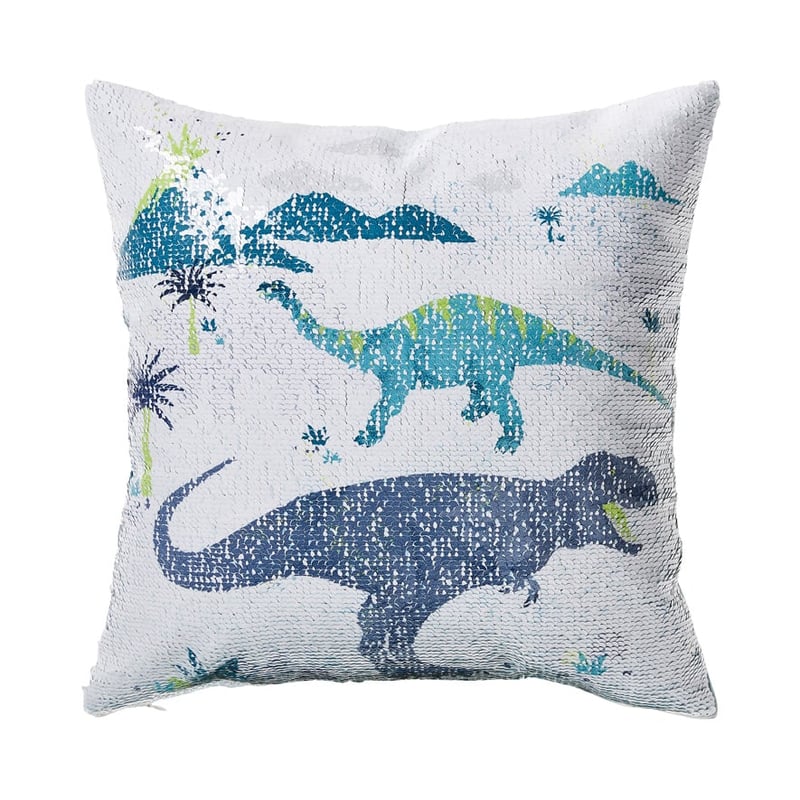 Dinosaur Stomp Reversible Printed Sequin Cushion