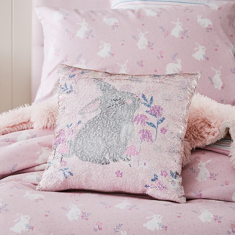 Sweet Bunny Reversible Printed Sequin Cushion