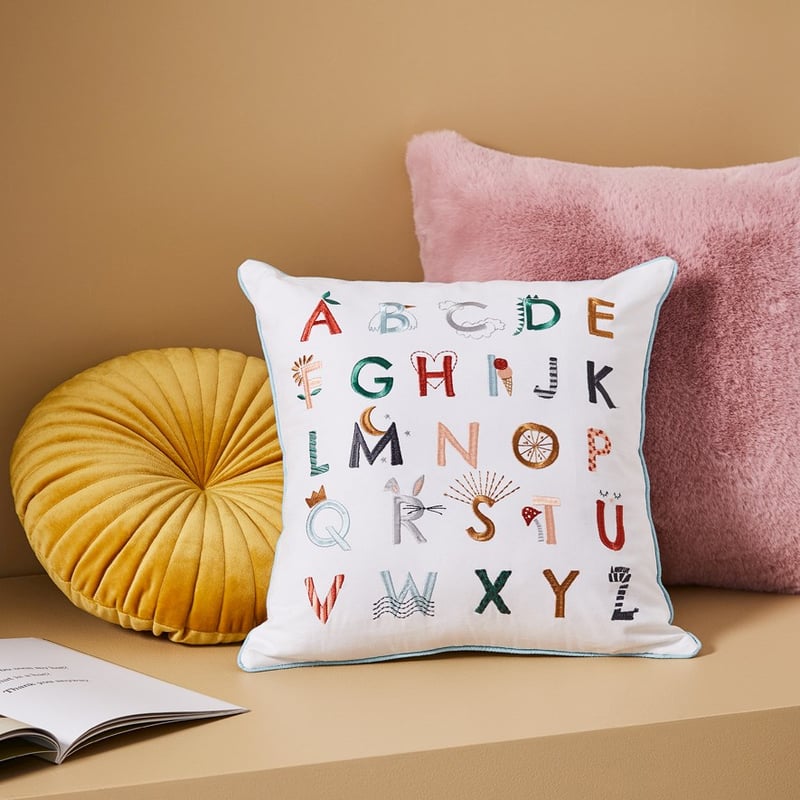 A Is For Embroidered Alphabet Cushion 