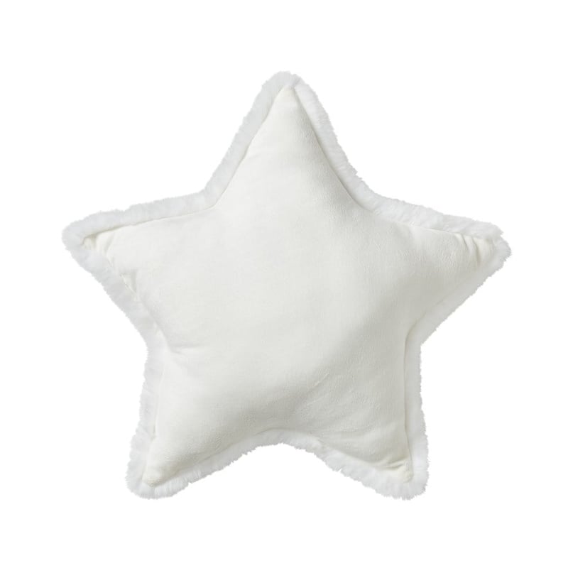 Shaped Faux Rabbit Fur White Star Cushion