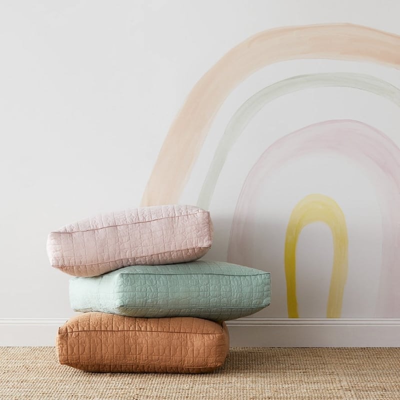 Vintage Washed Linen Nude Pink Floor Cushion