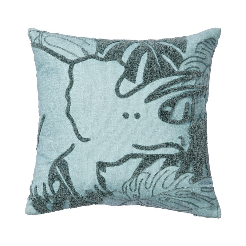 Dusty Blue Jungle Dino Tufted Cushion