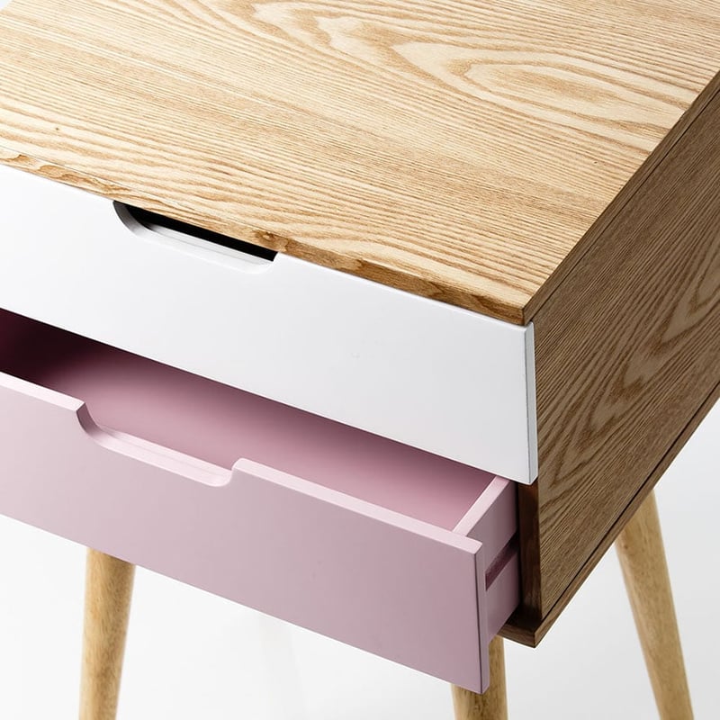 Louis 2 Drawer Side Table Pink