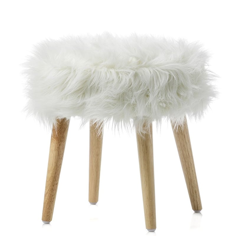 Kingston Faux Fur Stool White