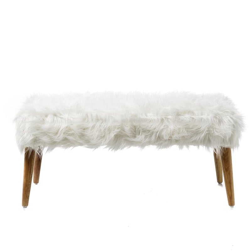 Kingston Faux Fur Bench  White 
