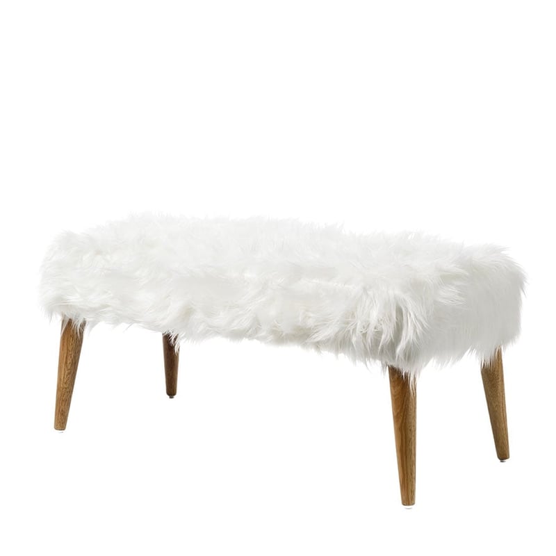 Kingston Faux Fur Bench  White 