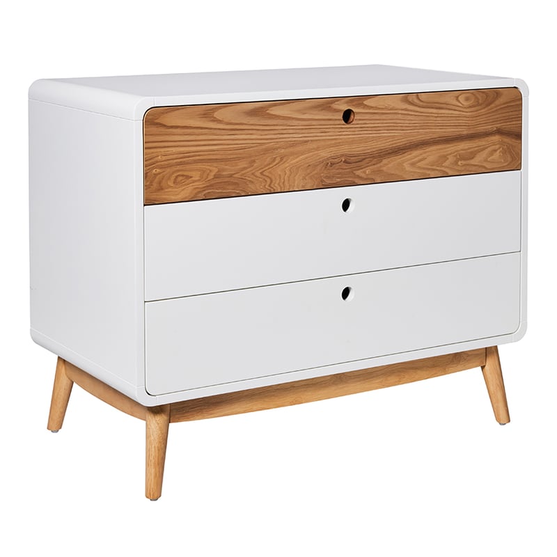 Jax Chest of Drawers in White & Natural 