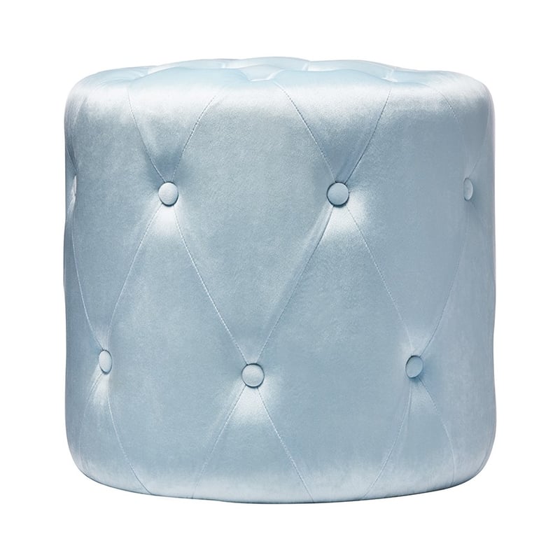 Valentina Velvet Ice Blue Ottoman