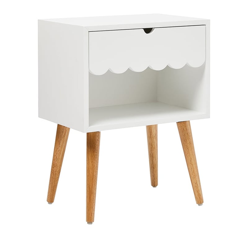 Sophia Furniture Collection White 1 Drawer Bedside Table