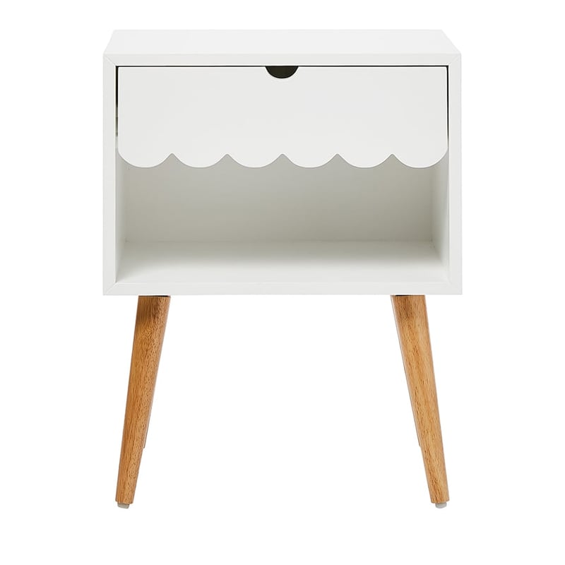 Sophia Furniture Collection White 1 Drawer Bedside Table