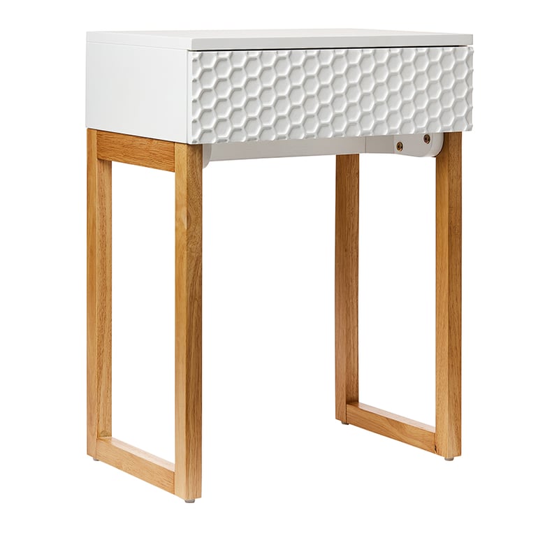 Hex Furniture Collection White & Natural Bedside Table