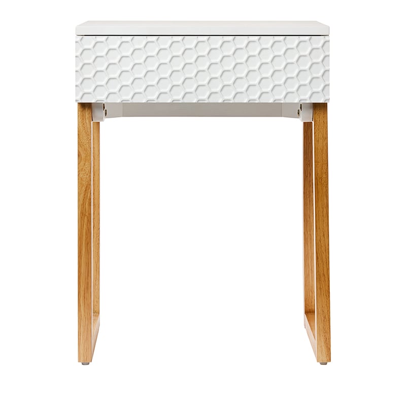 Hex Furniture Collection White & Natural Bedside Table