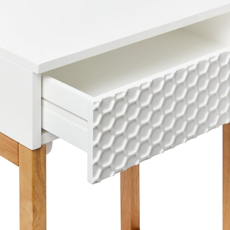 Hex Furniture Collection White & Natural Bedside Table