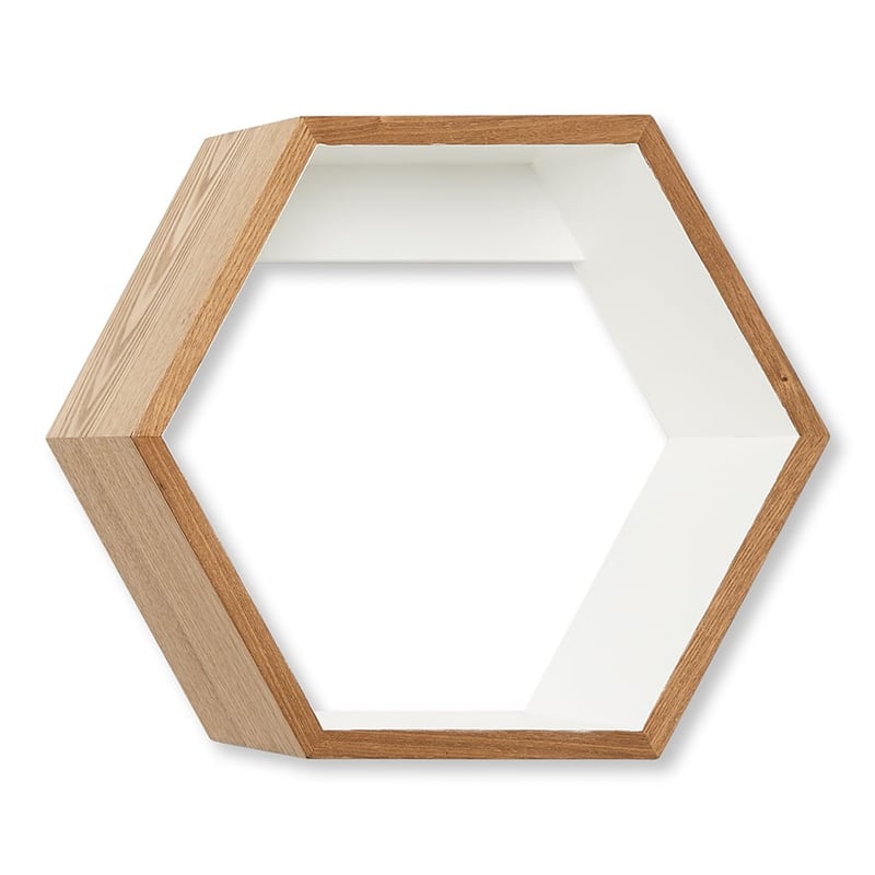 Hex White & Natural Wall Shelf  