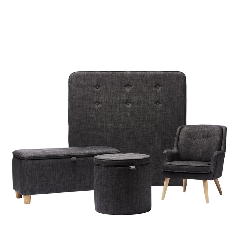 Holland Charcoal Storage Ottoman