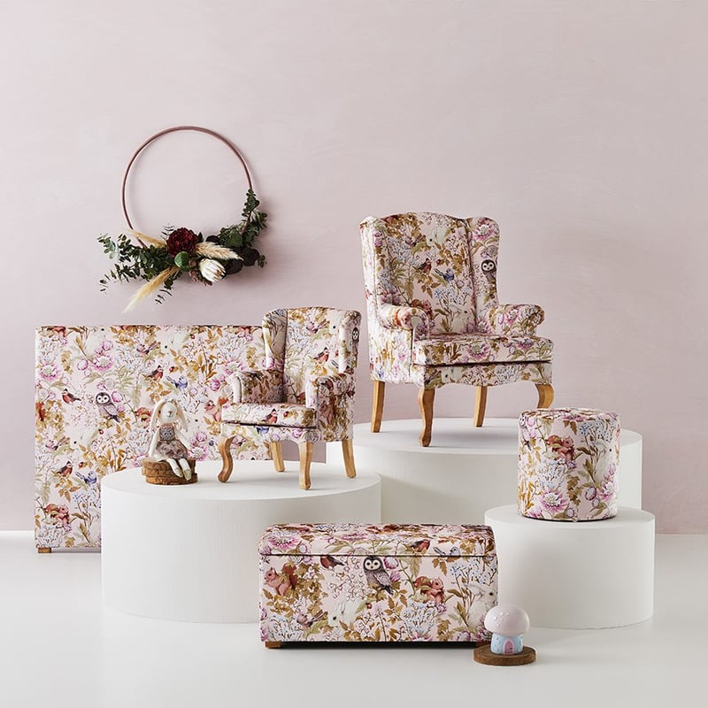 Fleur Harris Woodlands Pink Ottoman