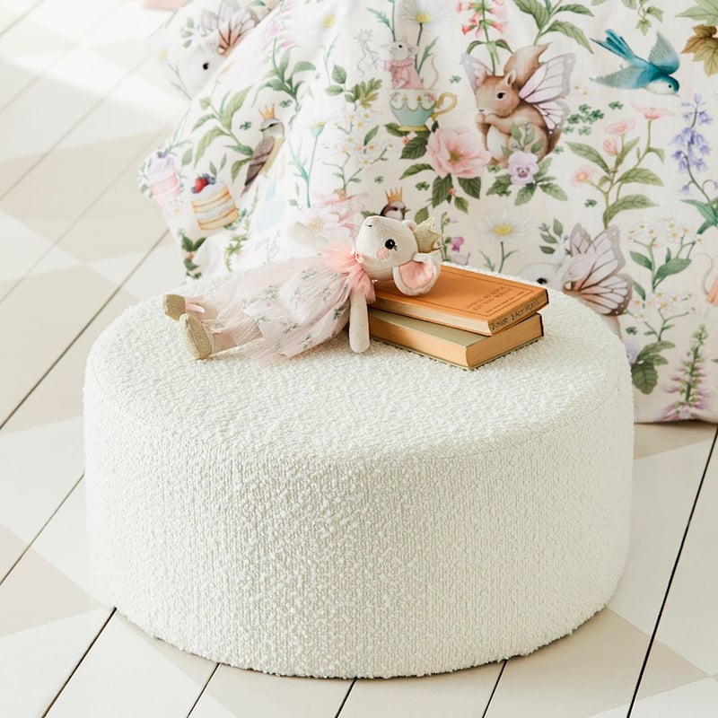 Boucle White Ottoman