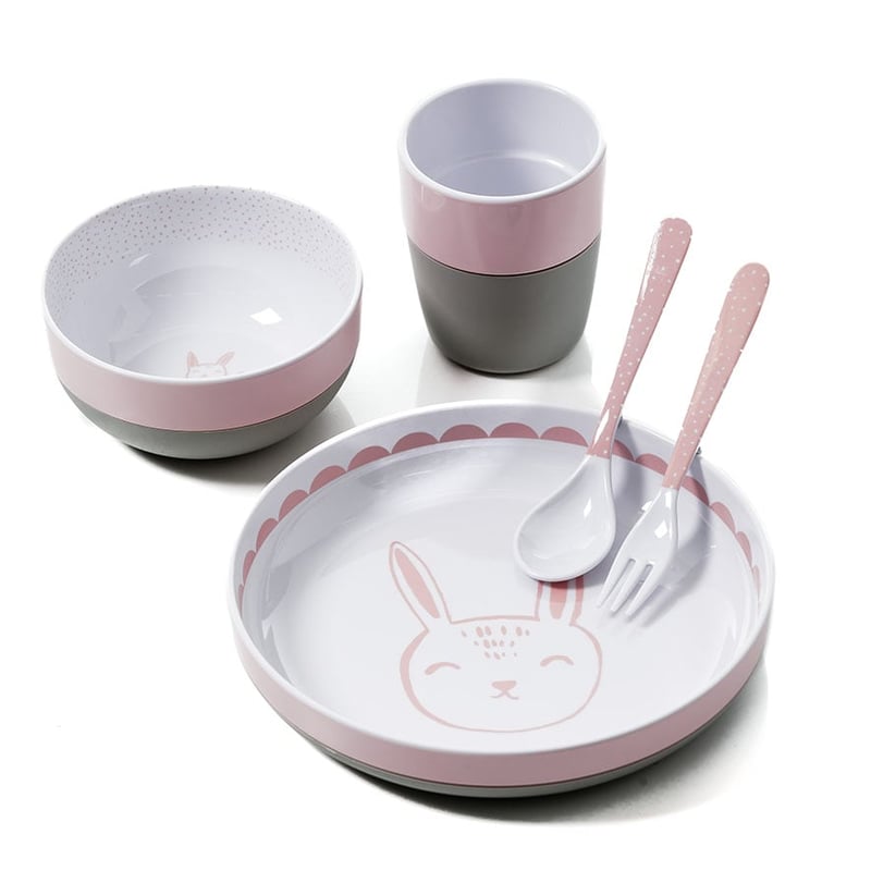Pink Bunny Designer Mealtime Dinnerware Set of 5
