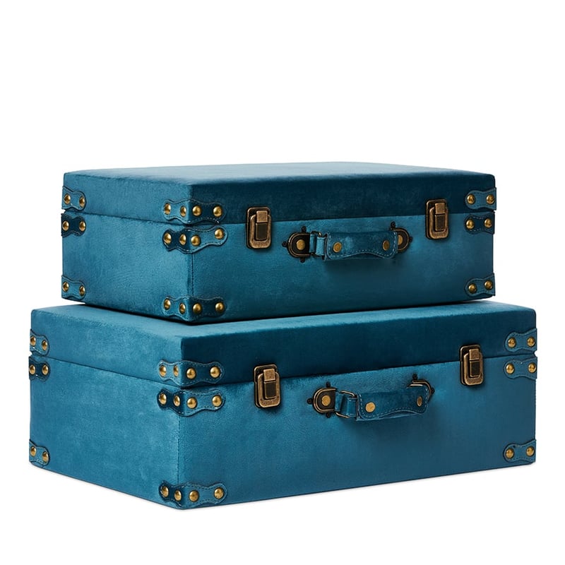 Keepsake Blue Velvet Suitcase Set of 2