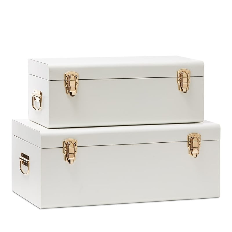 Metal Heirloom White Storage Trunks 