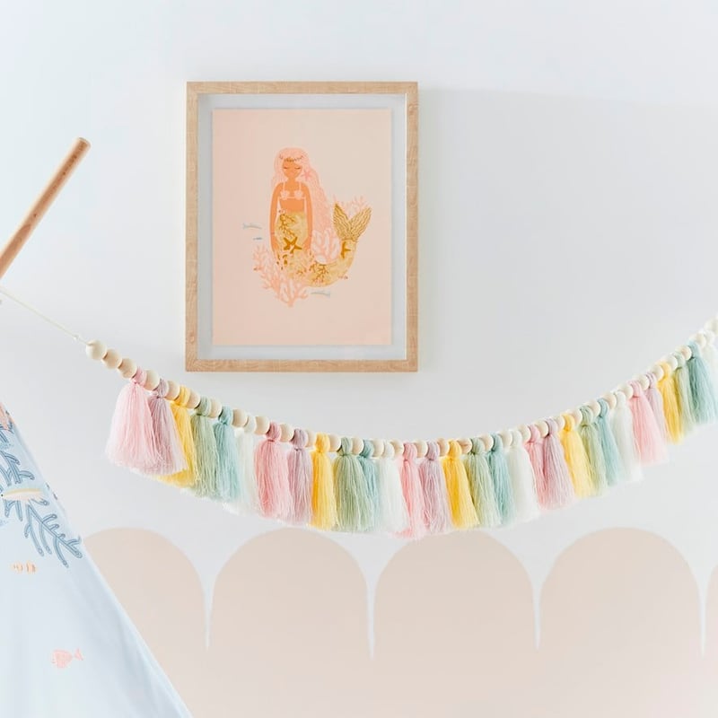 Designer Rainbow Tassel & Timber Garland