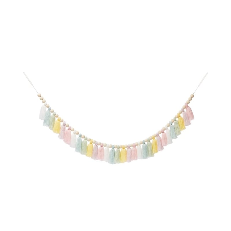 Designer Rainbow Tassel & Timber Garland
