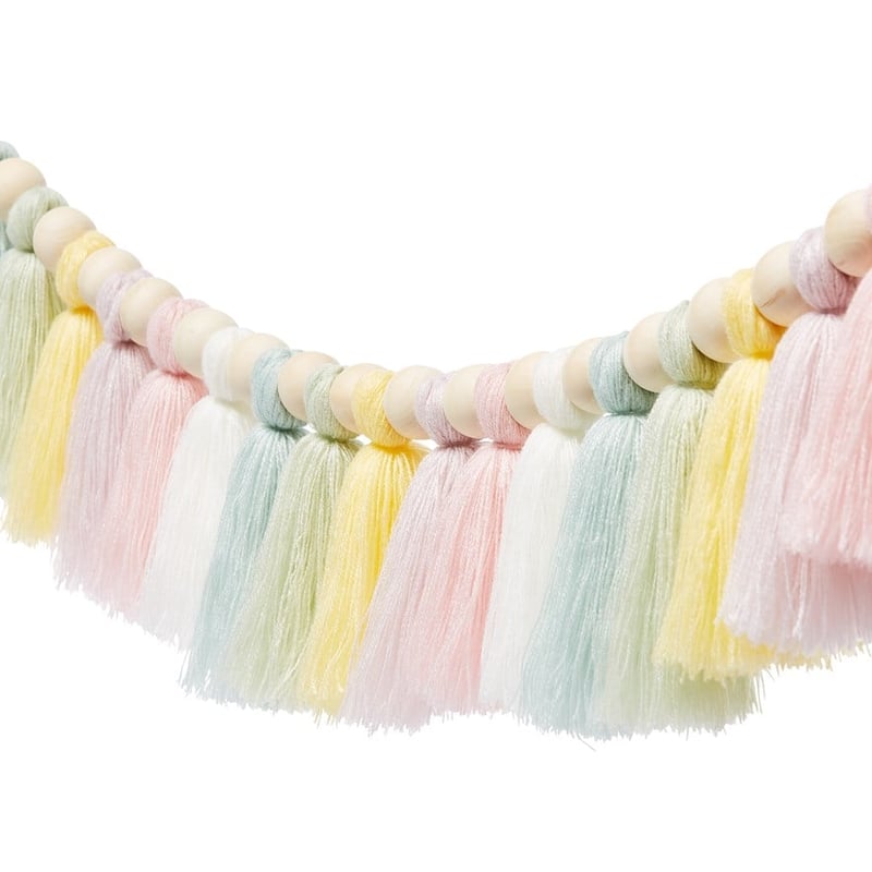 Designer Rainbow Tassel & Timber Garland