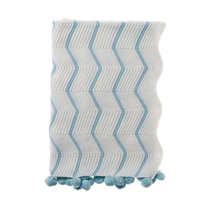 Mint Penny Pom Pom Baby Blanket