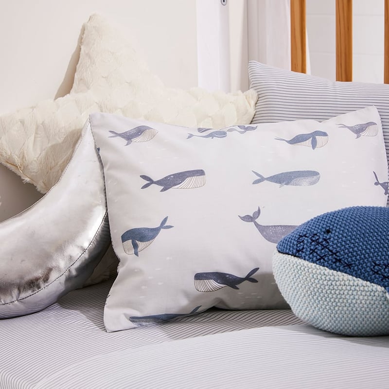 Whale Song Cot Quilt Cover Set Blue