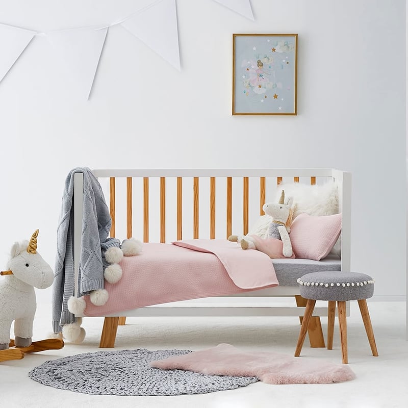 Sunday Quilted Jersey Cot Pink Quilt Cover Set